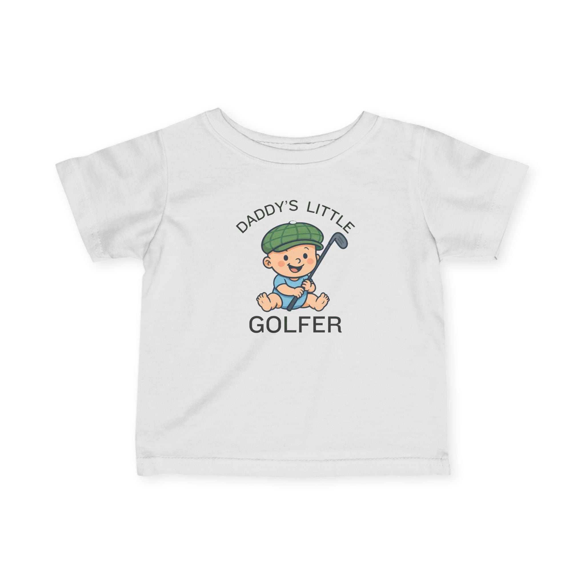 Daddy's Little Golfer - Infant Tee for boys in White, great for casual wear. Find more fun golf focused products at oneforetheages.com