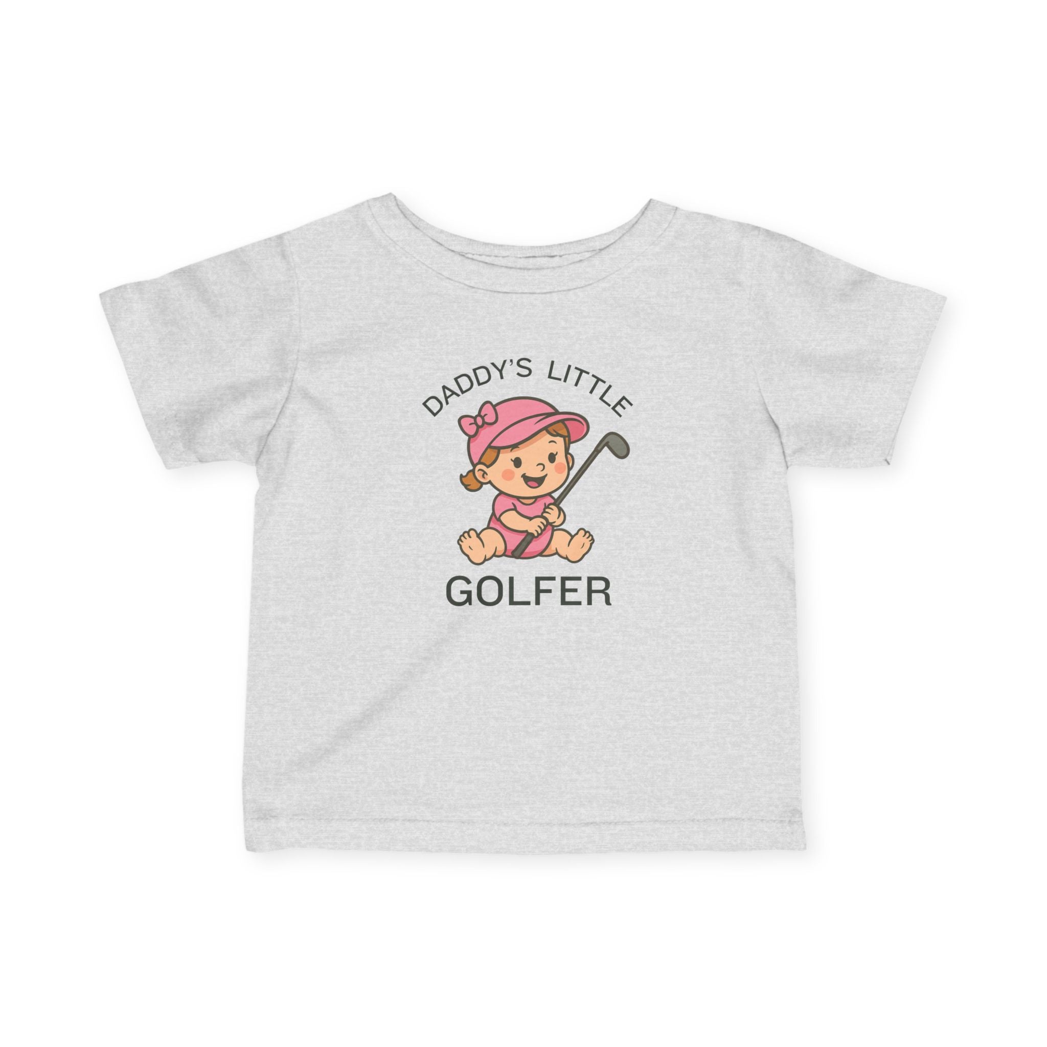 Daddy's Little Golfer - Infant Tee for girls in Heather, great for casual wear. Find more fun golf focused products at oneforetheages.com