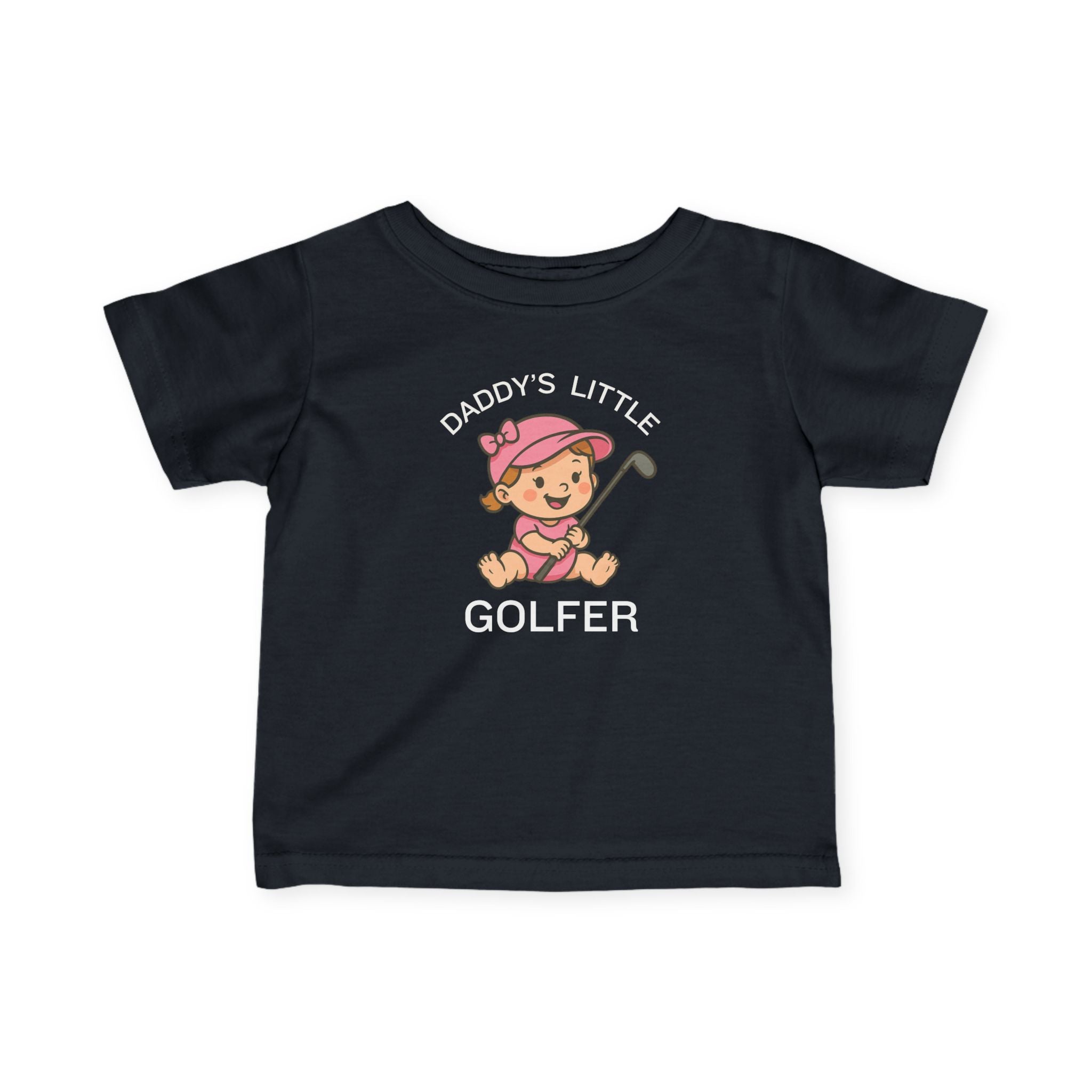 Daddy's Little Golfer - Infant Tee for girls in Black, great for casual wear. Find more fun golf focused products at oneforetheages.com