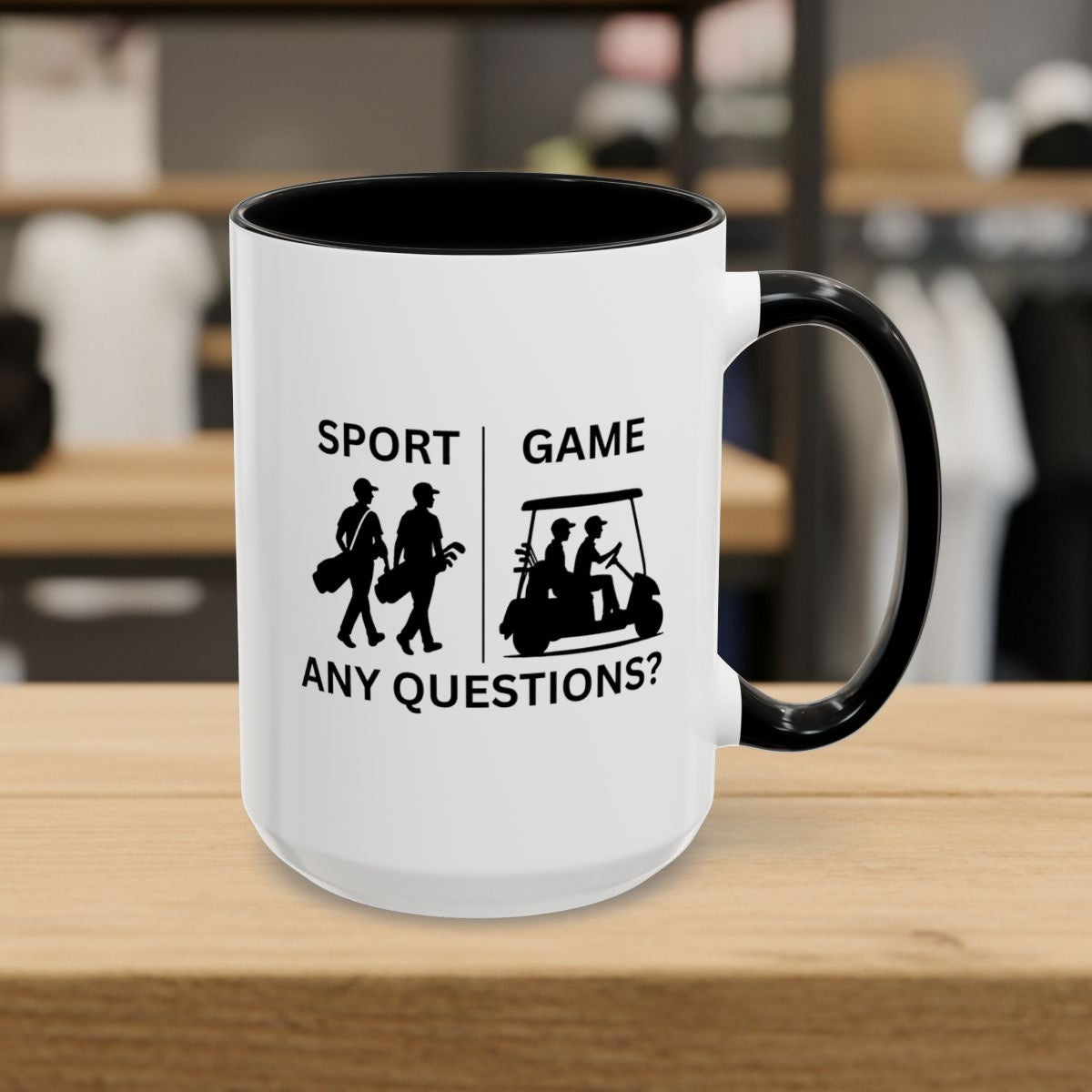 SPORT vs. GAME (Male) - Golf Mug - 15oz in Black