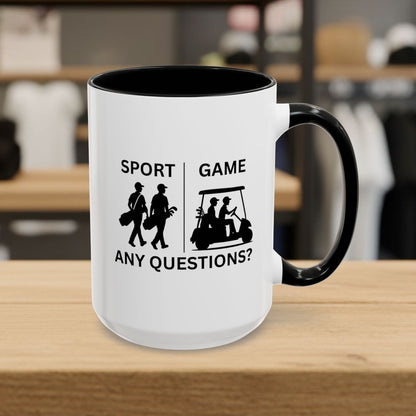 SPORT vs. GAME (Male) - Golf Mug - 15oz in Black