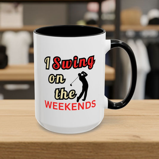 I Swing on the Weekends - Golf Mug - 15oz in Black