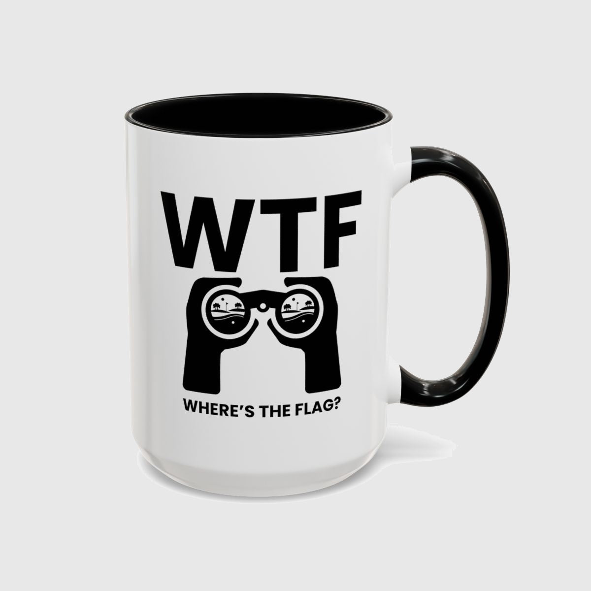 WTF - Where's the Flag - Golf Mug in Black
