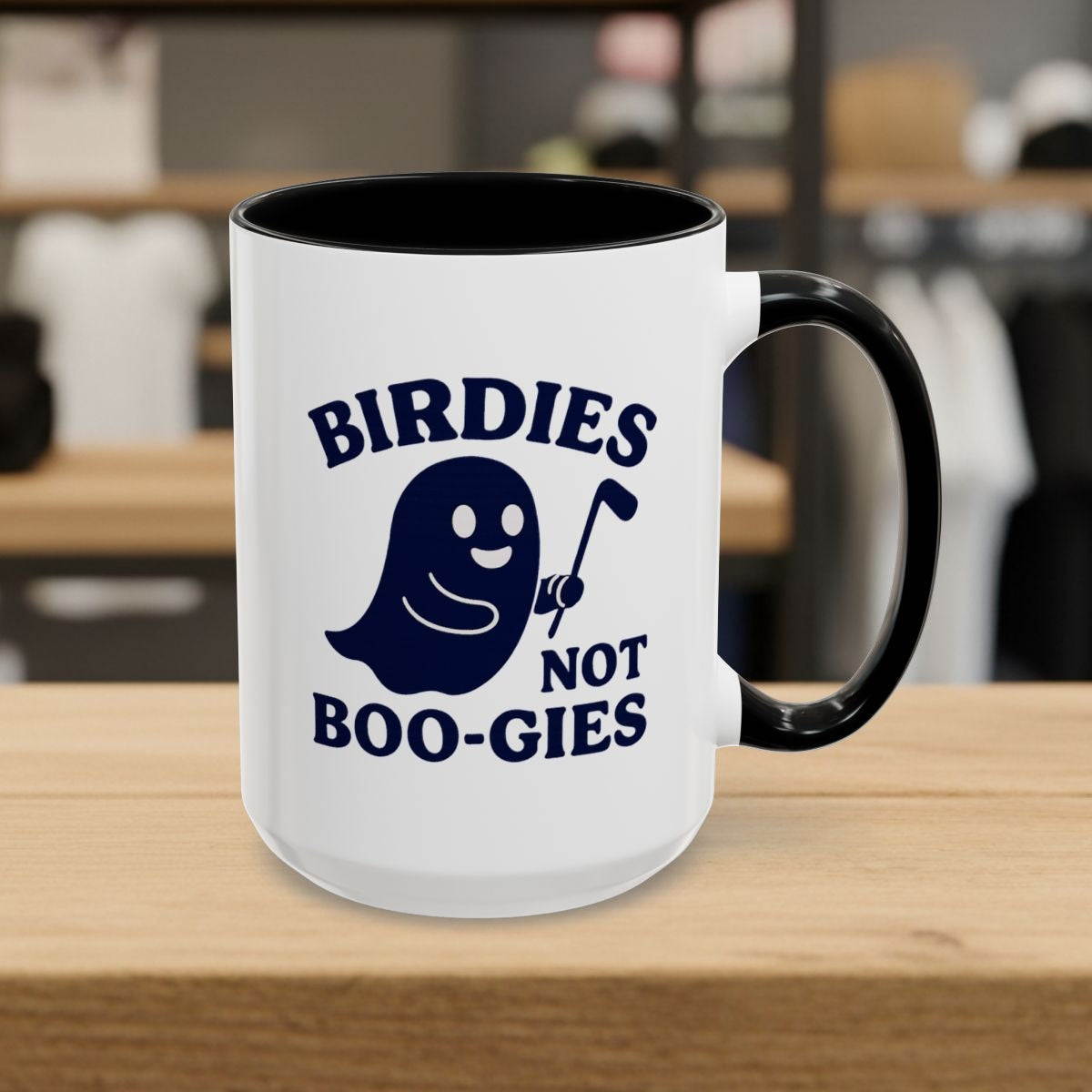 Birdies not BOO-GIES - Golf Mug - 15oz in Black