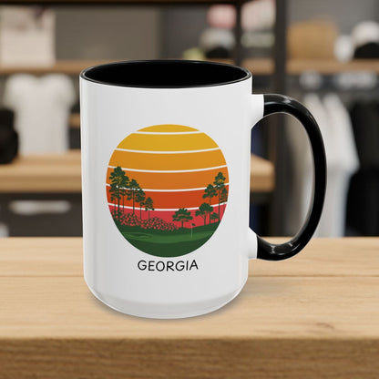 Retro Sunset - Georgia - Golf Mug - 15oz in Black