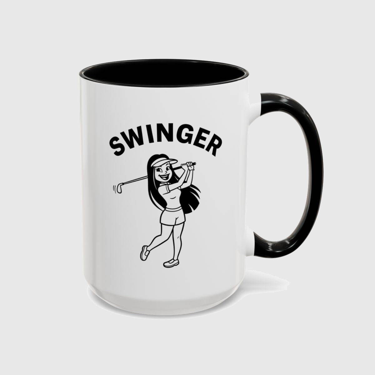 Retro Swinger Women's Golf T-Shirt - Golf Mug in Black