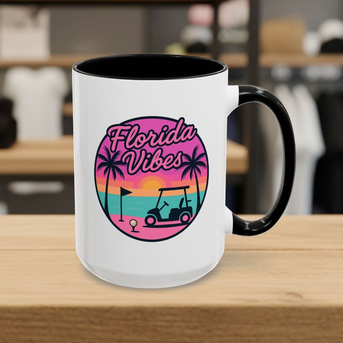 Golf Vibes - Florida Sunshine Edition - Golf Mug - 15oz in Black