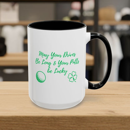 May Your Drives Be Long & Your Putts Be Lucky 🍀 - Golf Mug - 15oz in Black