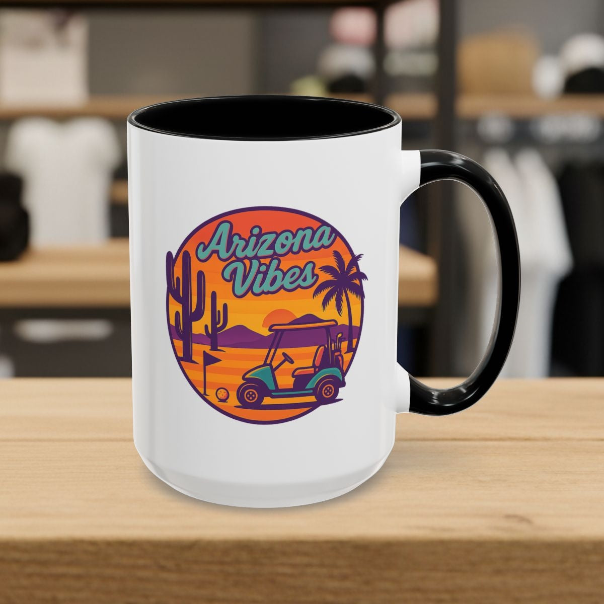 Golf Vibes - Arizona - Desert Edition Golf Destination - Golf Mug - 15oz in Black