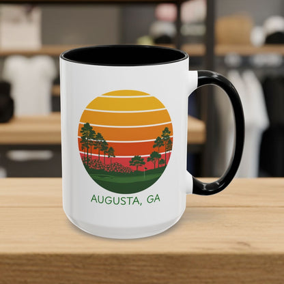 Retro Sunset - Augusta - Golf Mug in Black