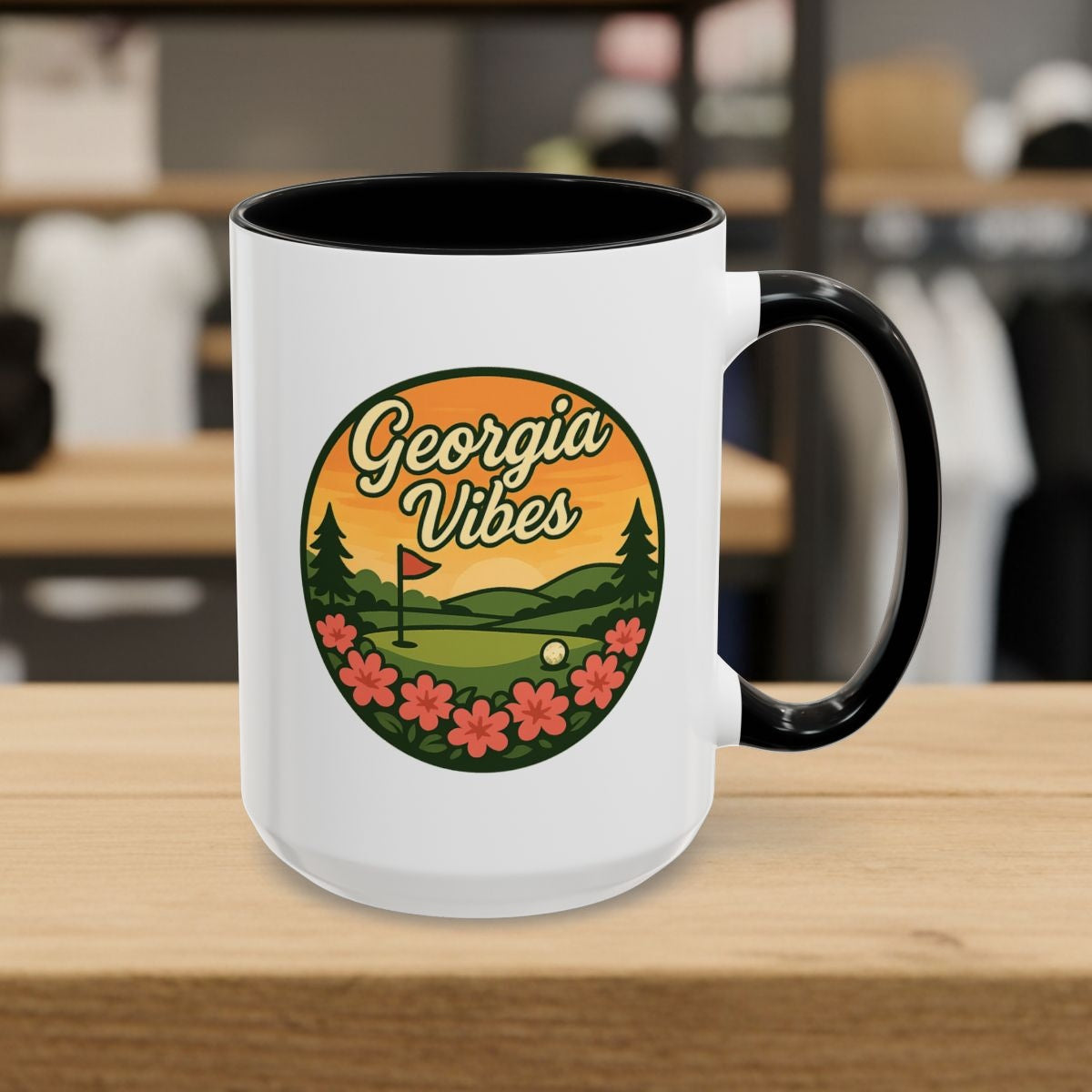 Golf Vibes - Georgia Azalea Edition - Golf Mug - 15oz in Black