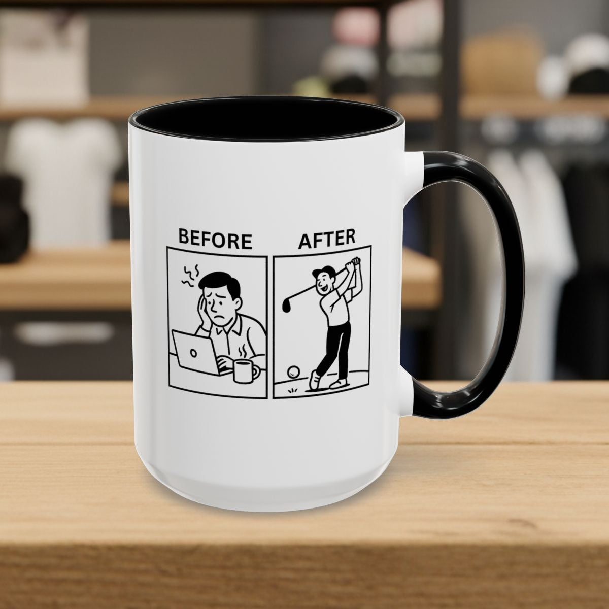 Before & After - Golf Mug - 15oz in Black