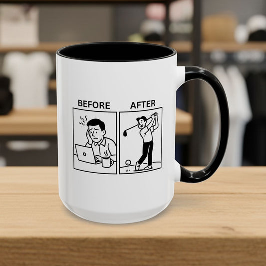 Before & After - Golf Mug - 15oz in Black