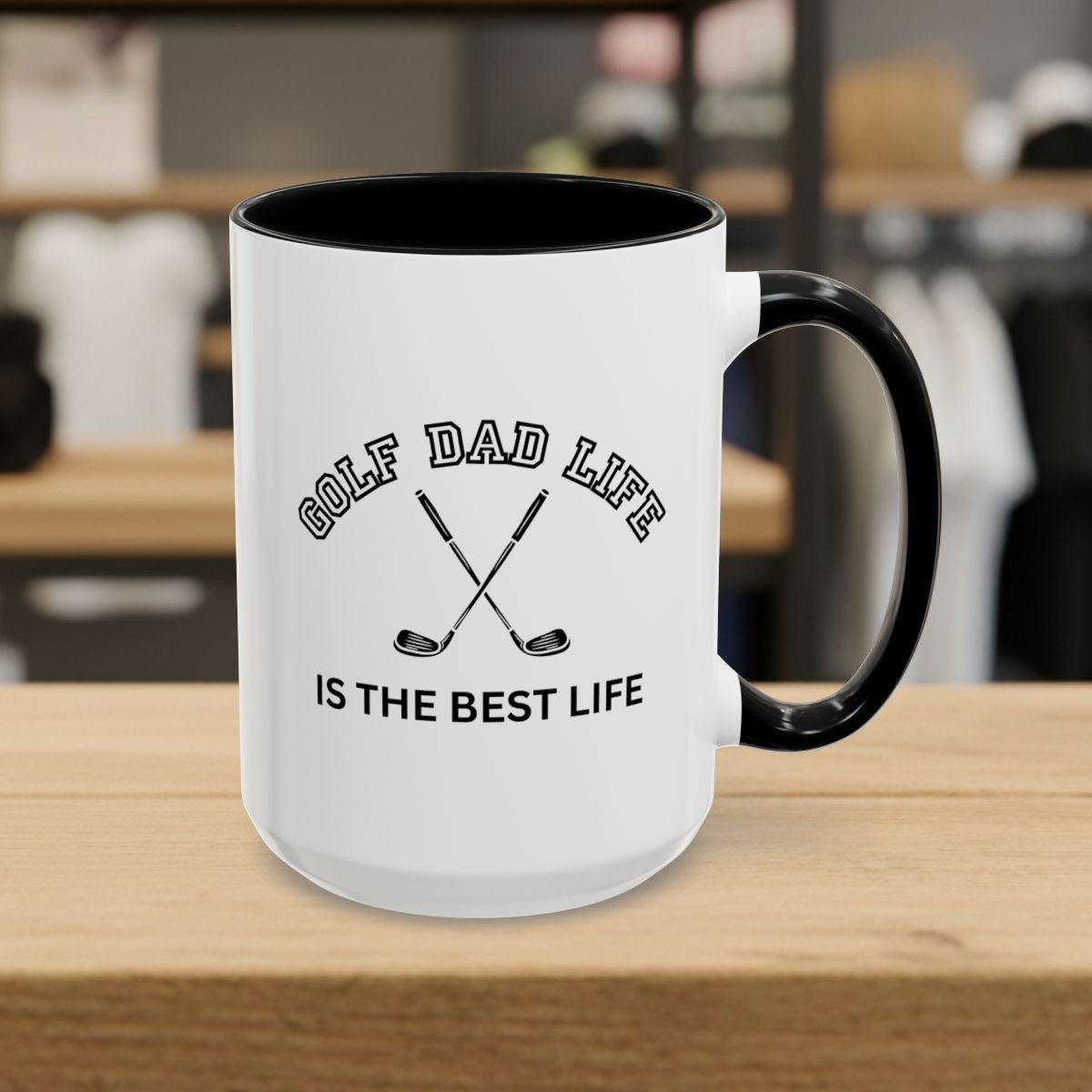 Golf Dad Life is the Best Life - Golf Mug - 15oz in Black