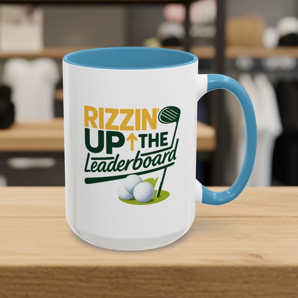 Rizzin' Up The Leaderboard - Golf Mug - 15oz in Light Blue
