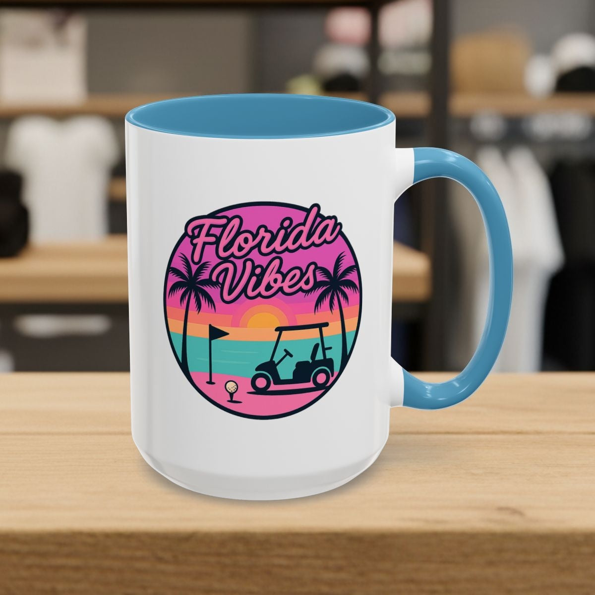 Golf Vibes - Florida Sunshine Edition - Golf Mug - 15oz in Light Blue