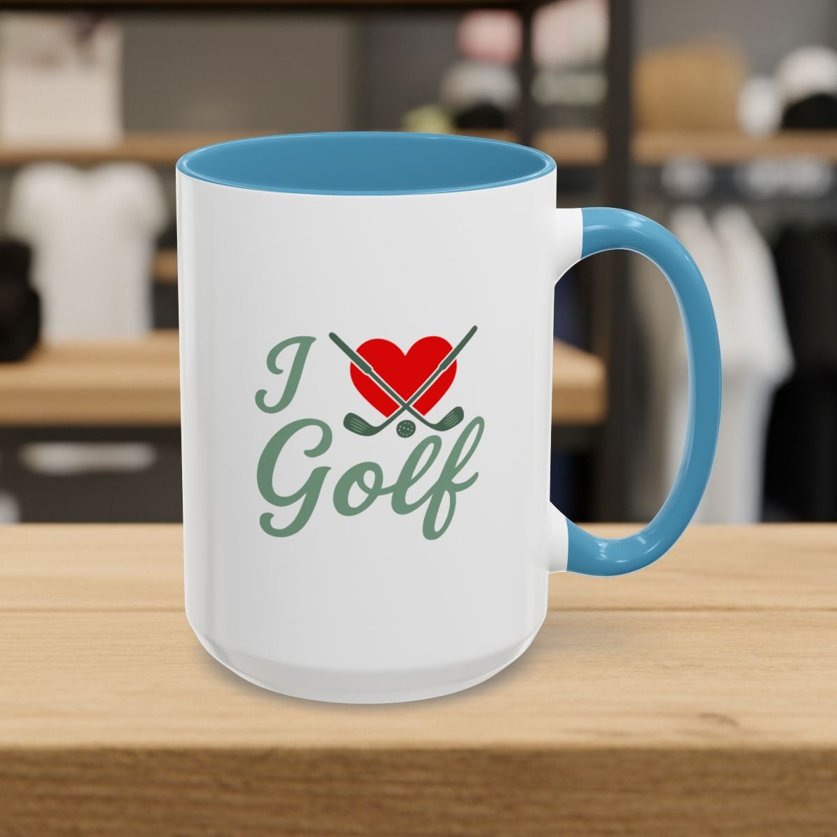 I Love Golf - Golf Mug - 15oz in Light Blue