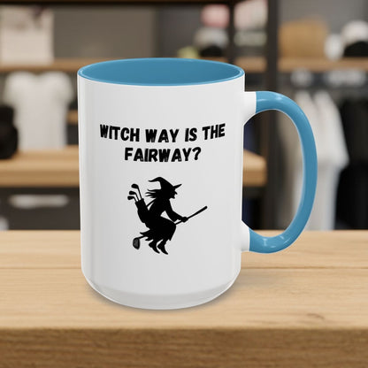 Witch Way is the Fairway - Golf Mug - 15oz in Light Blue