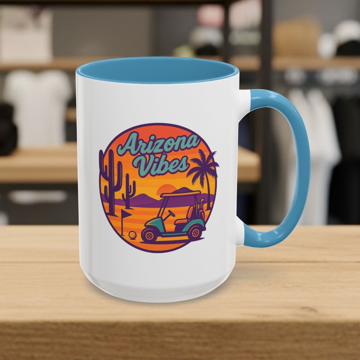 Golf Vibes - Arizona - Desert Edition Golf Destination - Golf Mug - 15oz in Light Blue
