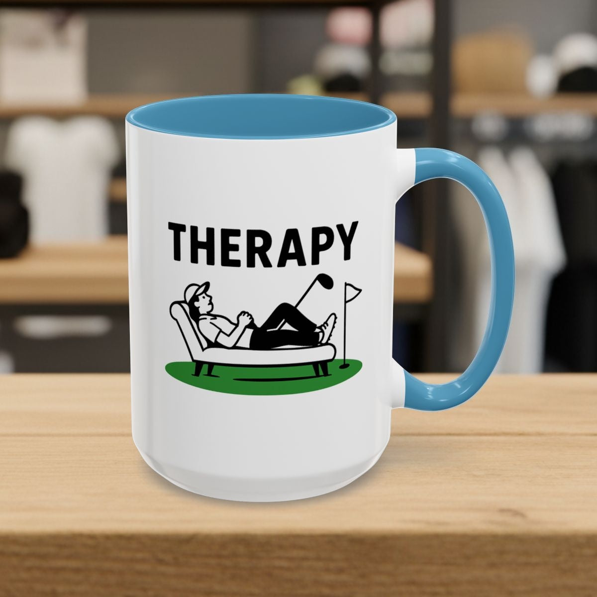 Golf Therapy - Golf Mug - 15oz in Light Blue
