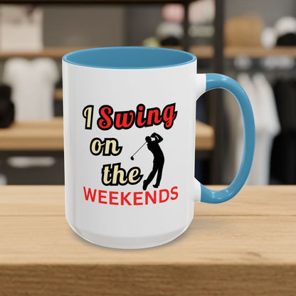 I Swing on the Weekends - Golf Mug - 15oz in Light Blue