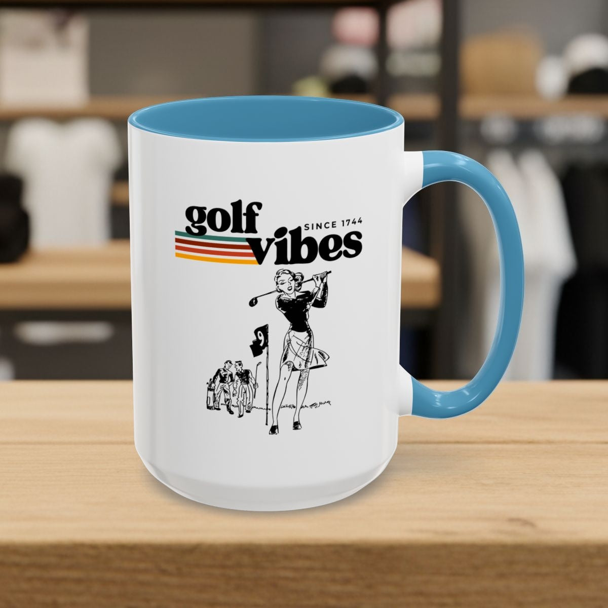 Golf Vibes Retro - Golf Mug - 15oz in Light Blue