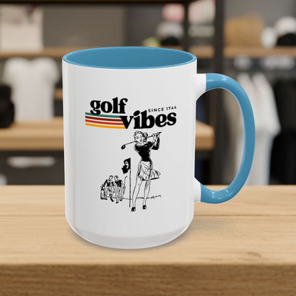 Golf Vibes Retro - Golf Mug - 15oz in Light Blue