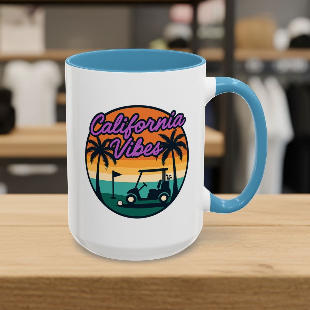 Golf Vibes - California Coast Edition - Golf Mug - 15oz in Light Blue