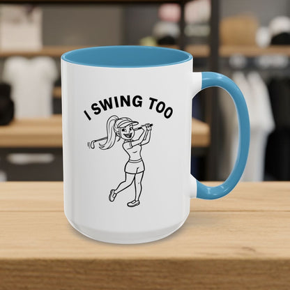 Retro I SWING TOO - Golf Mug - 15oz in Light Blue
