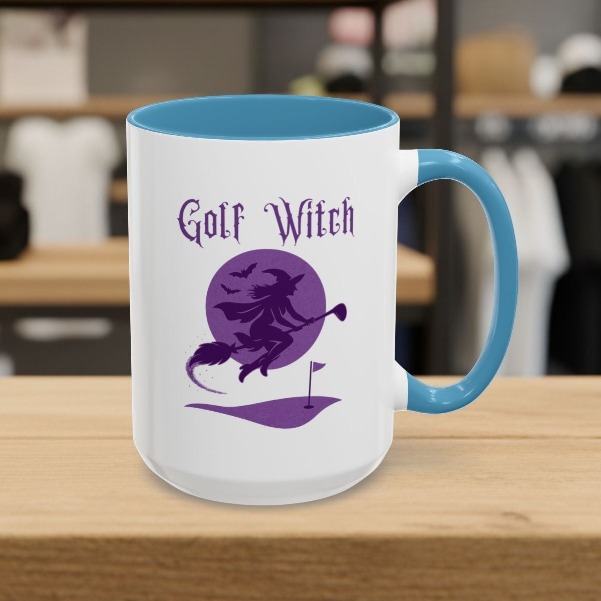 Golf Witch - Golf Mug - 15oz in Light Blue