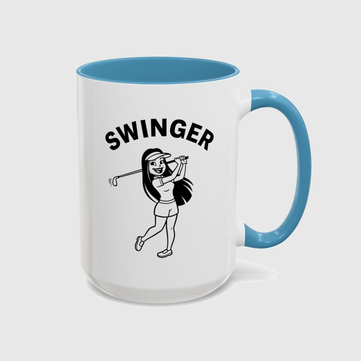 Retro Swinger Women's Golf T-Shirt - Golf Mug in Light Blue