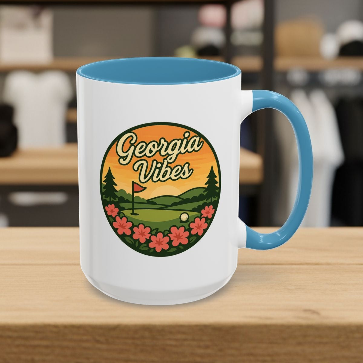 Golf Vibes - Georgia Azalea Edition - Golf Mug - 15oz in Light Blue