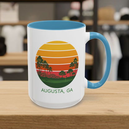 Retro Sunset - Augusta - Golf Mug in Light Blue