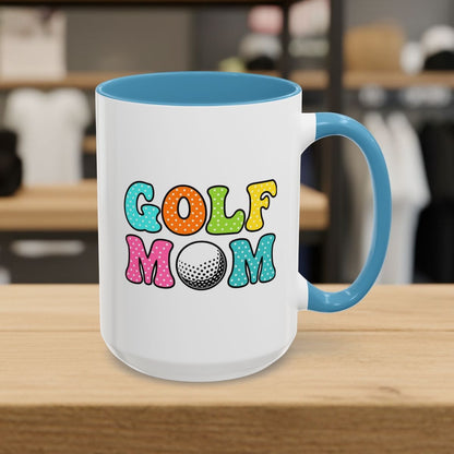 BUBBLY GOLF MOM, Polka Dot Pop - Golf Mug in Light Blue