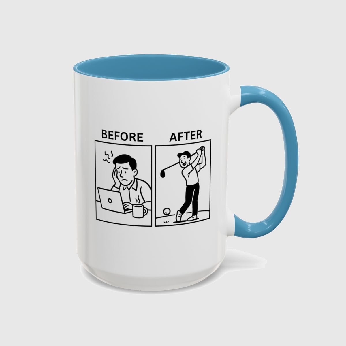 Before & After - Golf Mug in Light Blue