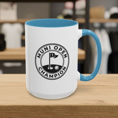 MUNI OPEN CHAMPION - MUNICIPAL GOLF COURSE MUG in Light Blue