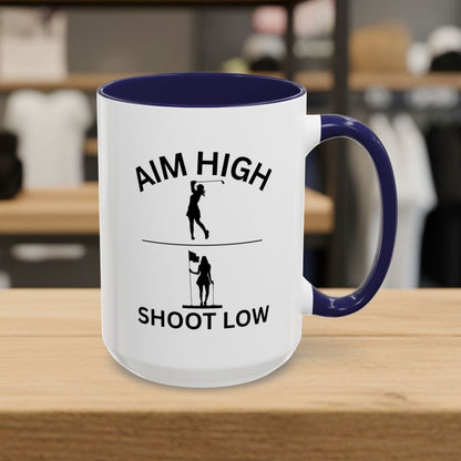 Aim High - Shoot Low (Female) - Golf Mug - 15oz in Navy