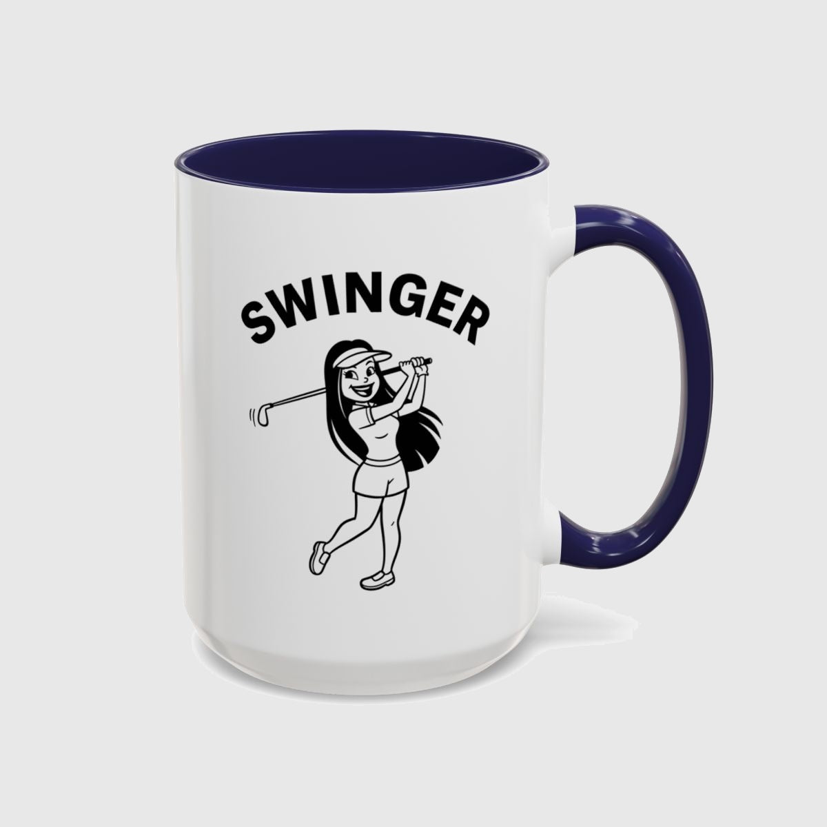 Retro Swinger Women's Golf T-Shirt - Golf Mug in Navy