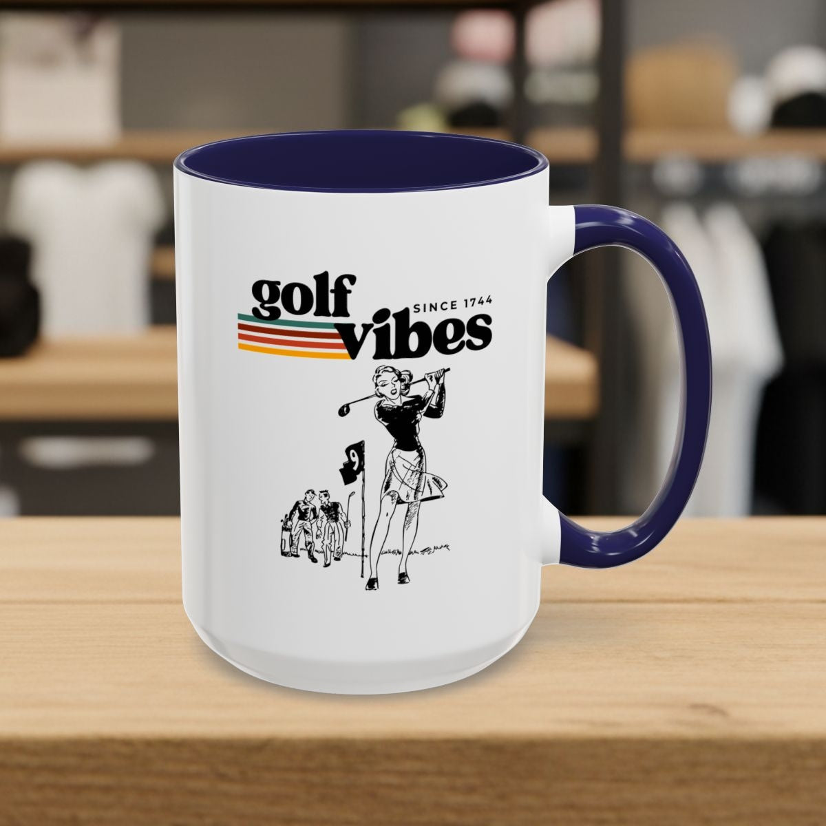 Golf Vibes Retro - Golf Mug - 15oz in Navy