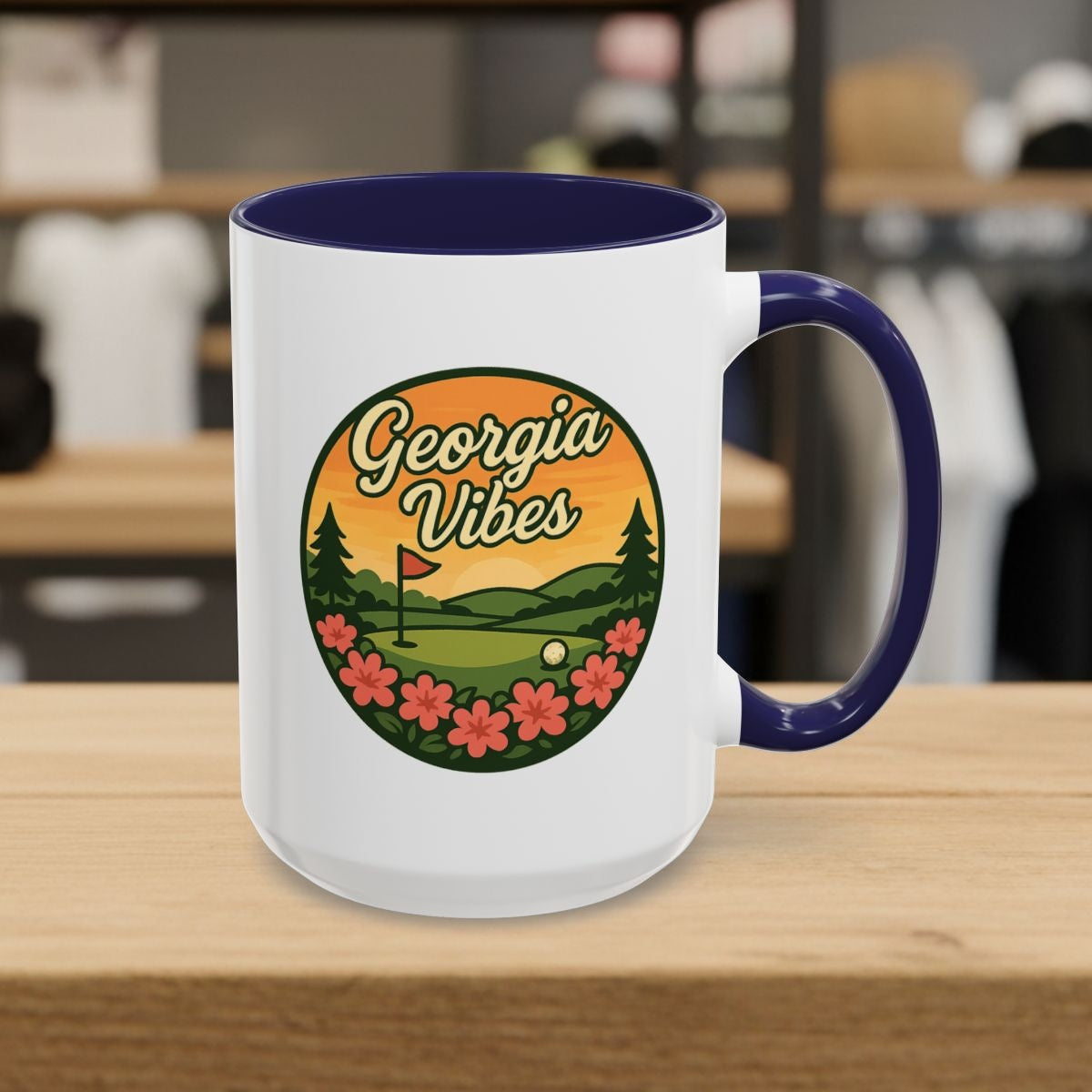 Golf Vibes - Georgia Azalea Edition - Golf Mug - 15oz in Navy