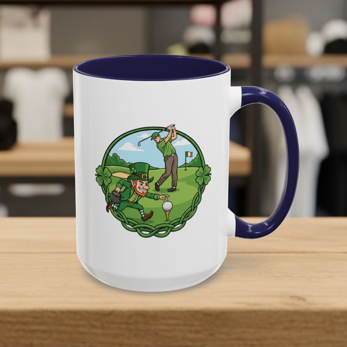 The Leprechaun Stole My Ball! - Golf Mug - 15oz in Navy