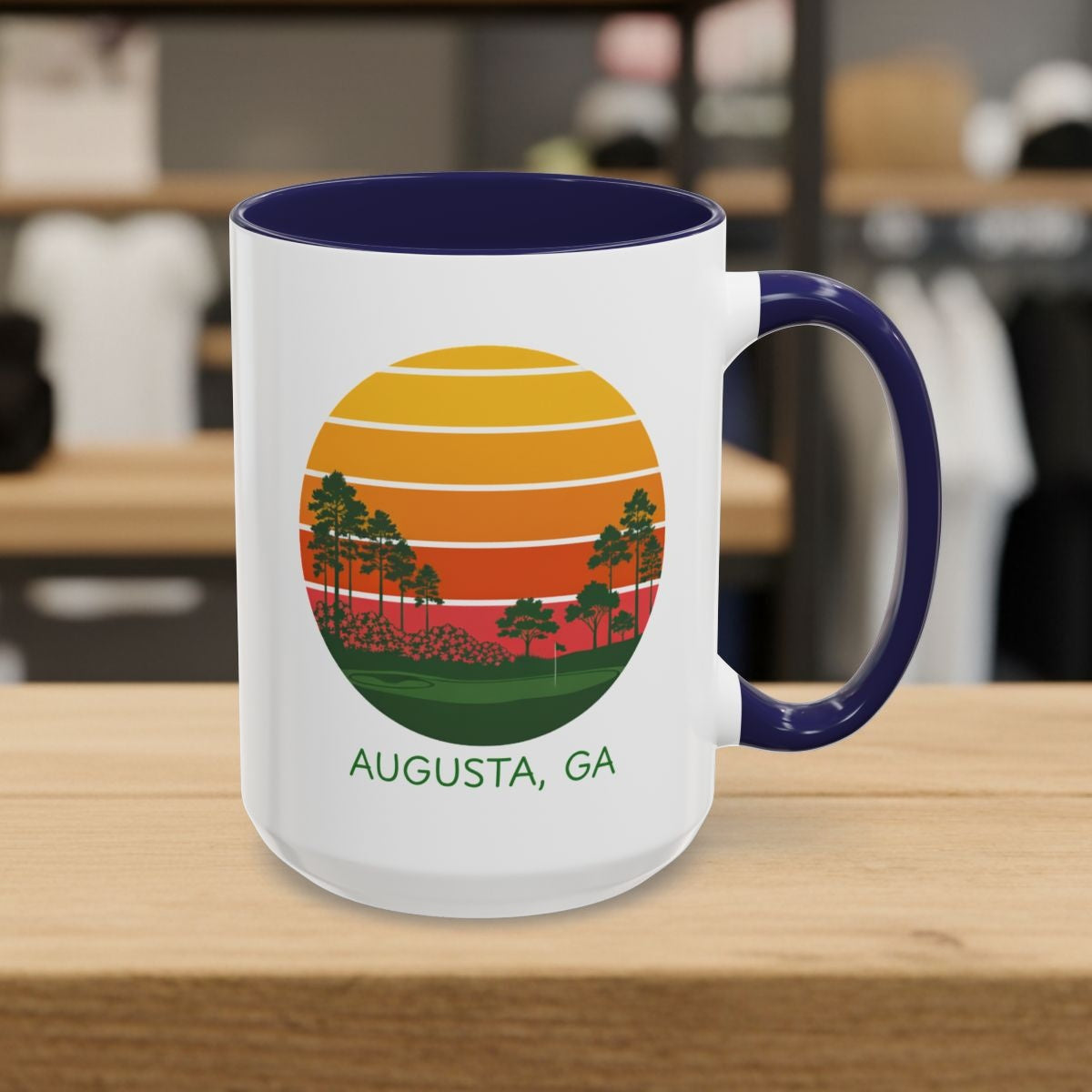 Retro Sunset - Augusta - Golf Mug in Navy