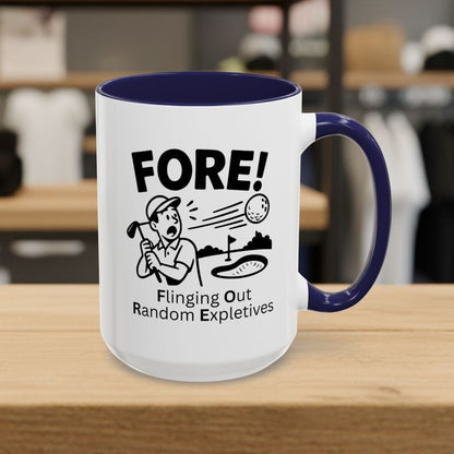 FORE! - Flinging Out Random Expletives! - Golf Mug - 15oz in Navy