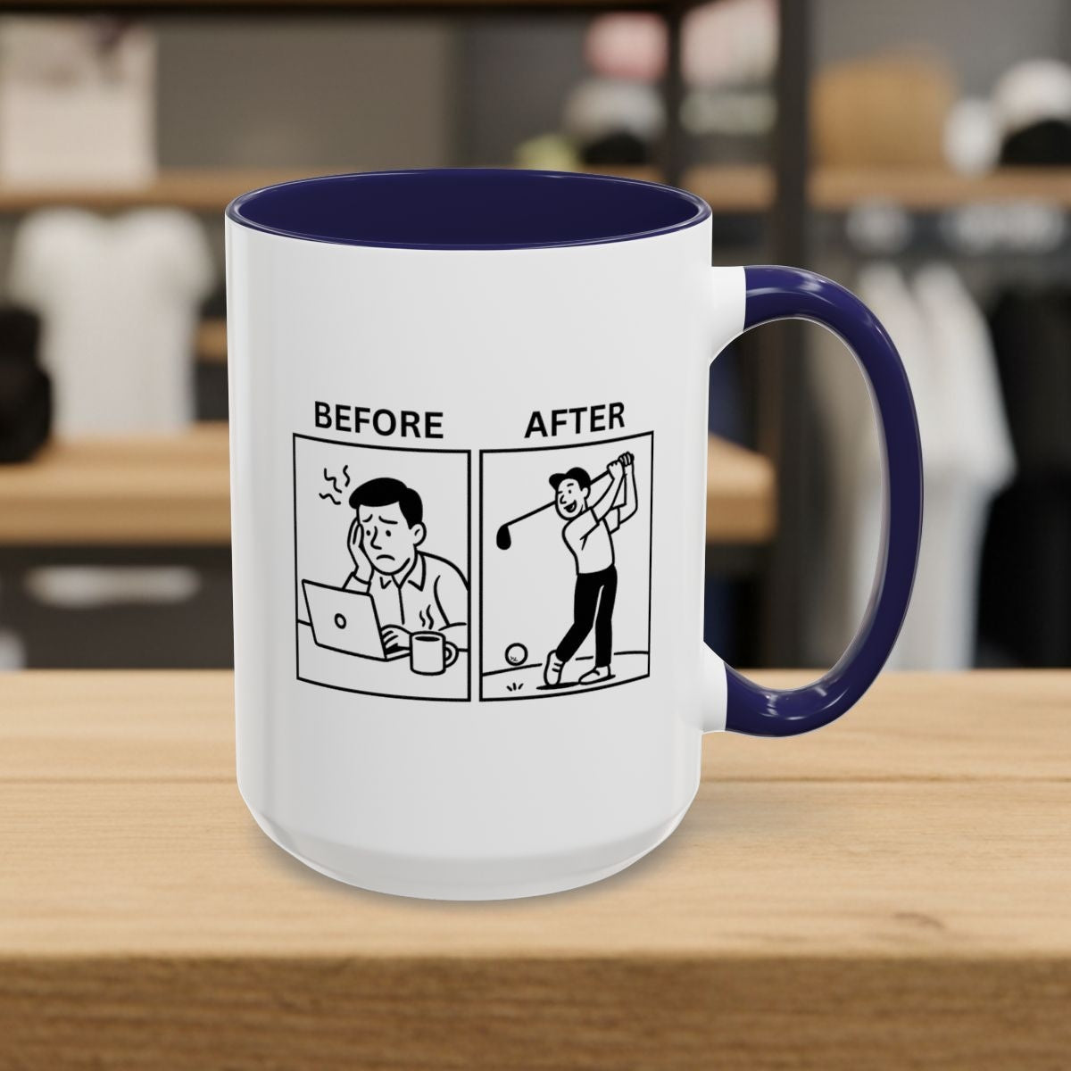 Before & After - Golf Mug - 15oz in Navy