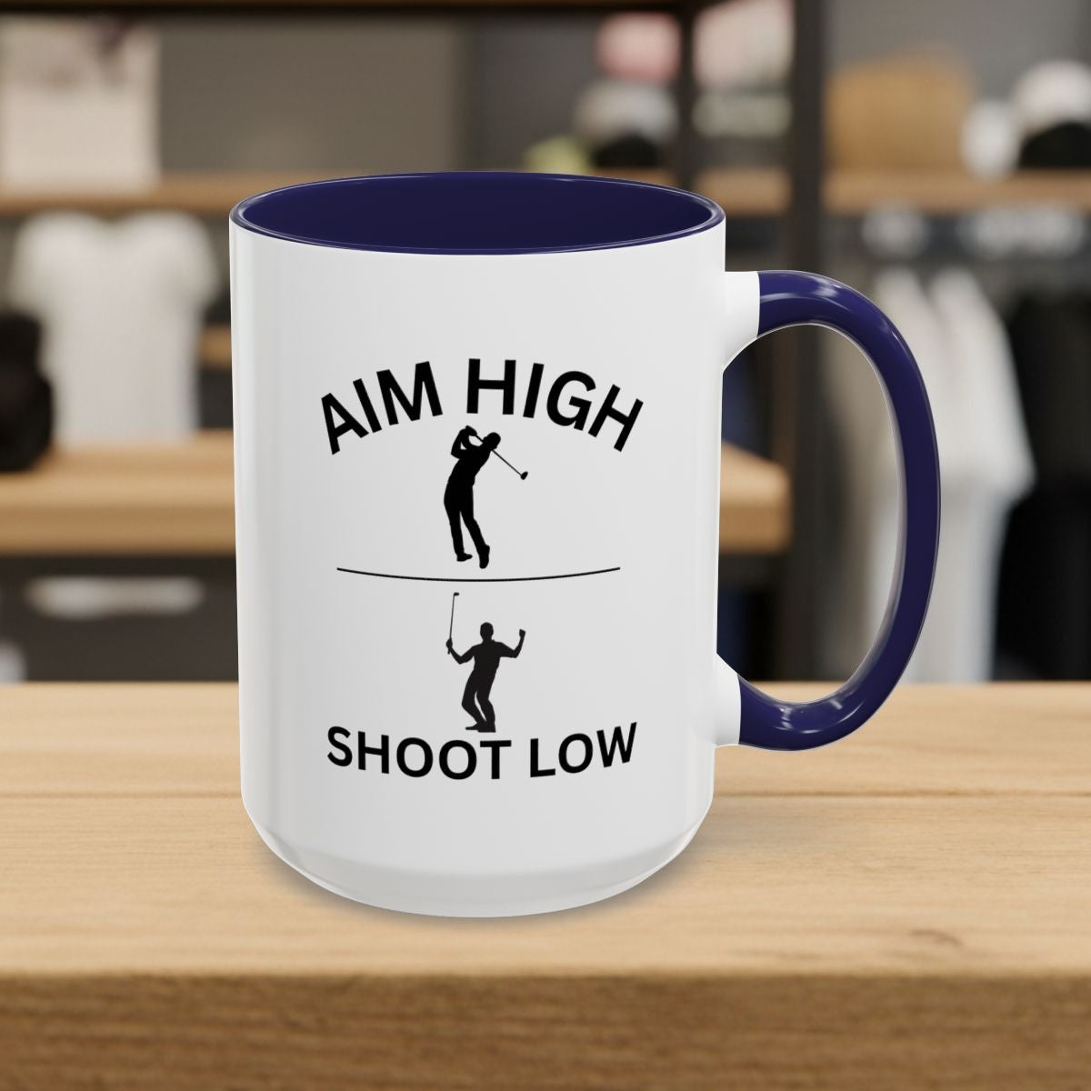 Aim High - Shoot Low (Male) - Golf Mug - 15oz in Navy