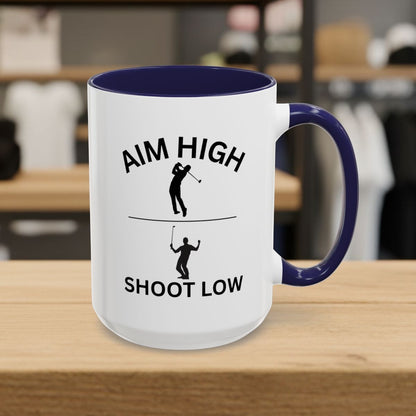 Aim High - Shoot Low (Male) - Golf Mug - 15oz in Navy