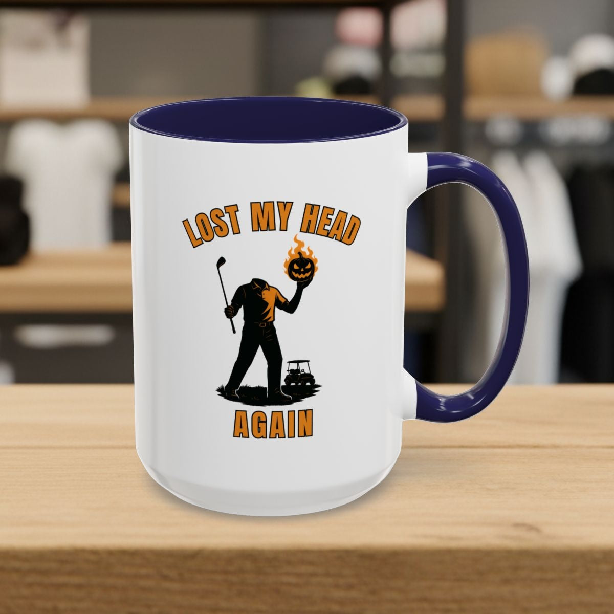 Lost My Head, Again - Golf Mug - 15oz in Navy