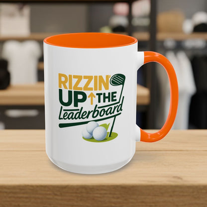 Rizzin' Up The Leaderboard - Golf Mug - 15oz in Orange
