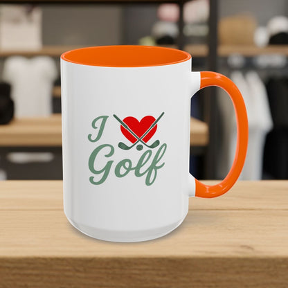 I Love Golf - Golf Mug - 15oz in Orange