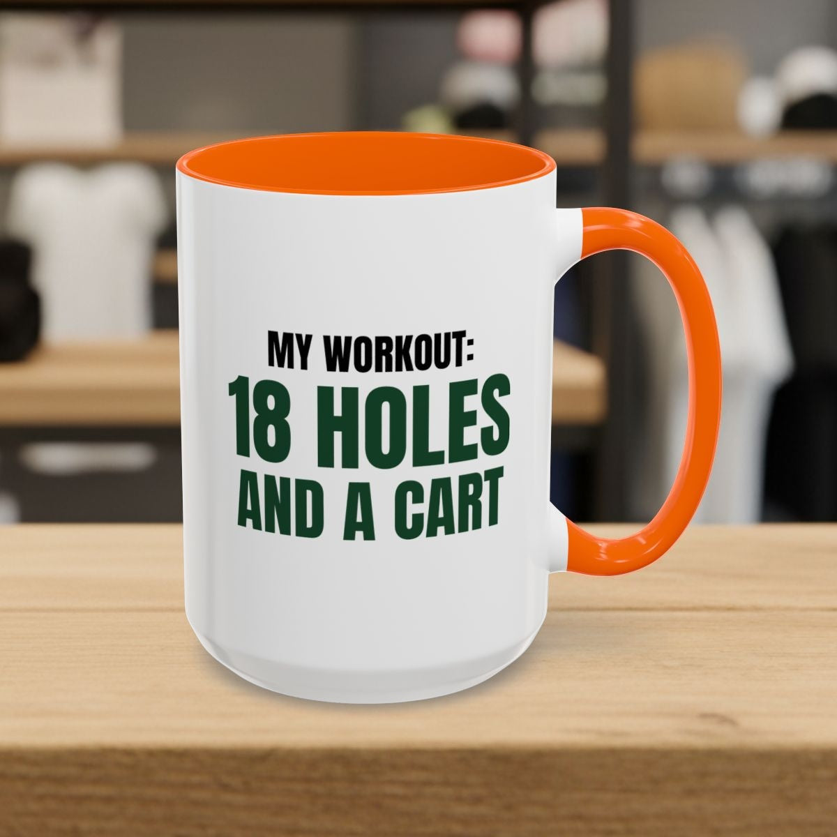 My Workout: 18 Holes - Golf Mug in Orange